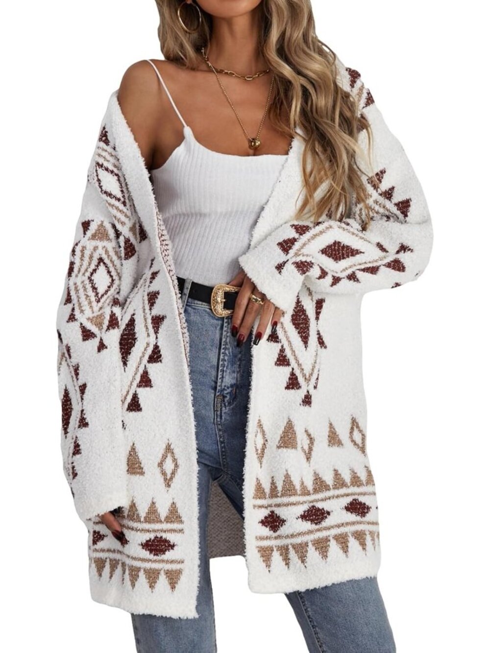 Cozy Open Front Long Sleeve Cardigan | Boho Chunky Knit Sweater for Fall